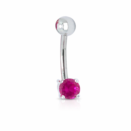 Cercei din argint - Piercing buric din argint 925 cu zirconie roz – model clasic
