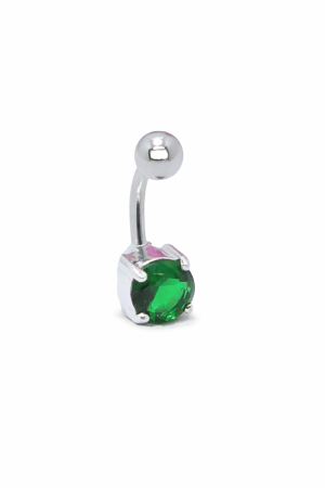 Cercei din argint - Piercing buric din argint 925 cu zirconie verde – model clasic
