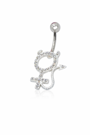 Cercei din argint - Piercing buric din argint 925 cu zirconii – model simbol feminin