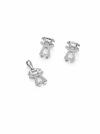 Seturi din argint - Set cu Fetițe din Argint 925 cu Pietre Zirconia – 3.30 g