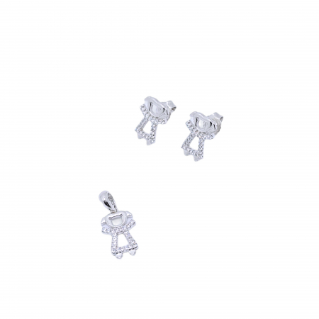 Seturi din argint - Set cu Fetițe din Argint 925 cu Pietre Zirconia – 3.30 g