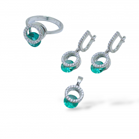 Bijuterii din argint - Set din Argint 925 cu Cristale Zirconia Turcoaz – 9.91 g