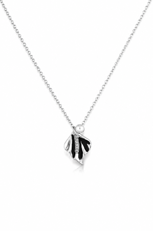 Set Delicat din Argint 925 cu Perlă și Motiv Floral – Colier și Cercei [2]