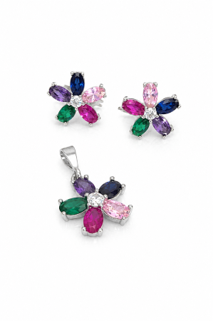 Bijuterii din argint - Set din Argint 925 cu Cristale Zirconia Colorate – 4.25 g