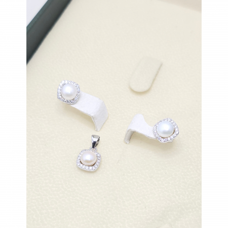 Set Elegant din Argint 925 cu Perle de Cultură și Cristale Zirconia – 3.24 g [4]