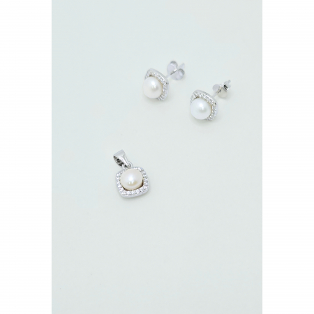 Set Elegant din Argint 925 cu Perle de Cultură și Cristale Zirconia – 3.24 g [1]