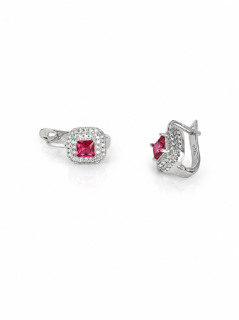 Set Elegant din Argint 925 cu Cristale Roz Rubiniu – Medalion, Inel și Cercei [1]