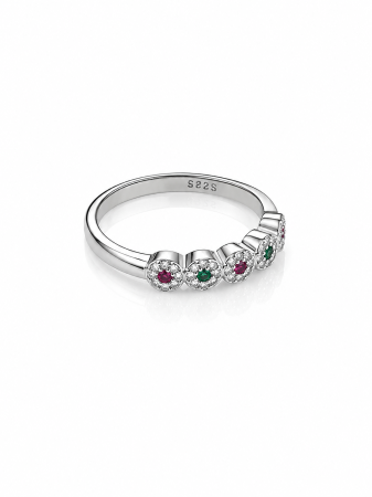 Set Elegant din Argint 925 cu Pietre Multicolore – Brățară, Inel, Medalion și Cercei [4]