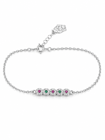 Set Elegant din Argint 925 cu Pietre Multicolore – Brățară, Inel, Medalion și Cercei [1]