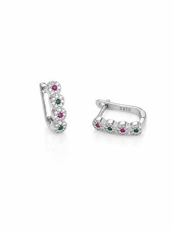 Set Elegant din Argint 925 cu Pietre Multicolore – Brățară, Inel, Medalion și Cercei [2]