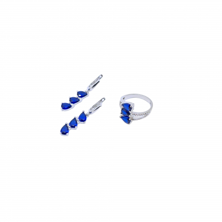 Seturi din argint - Set Elegant din Argint 925 cu Pietre Zirconia Albastre – 8.03 g