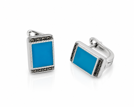 Set Elegant din Argint 925 cu Turcoaz și Marcasite – Medalion și Cercei [2]