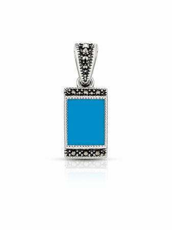 Set Elegant din Argint 925 cu Turcoaz și Marcasite – Medalion și Cercei [3]