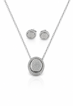 Seturi din argint - Set Elegant din Argint 925 cu Zirconii Strălucitoare – Colier și Cercei