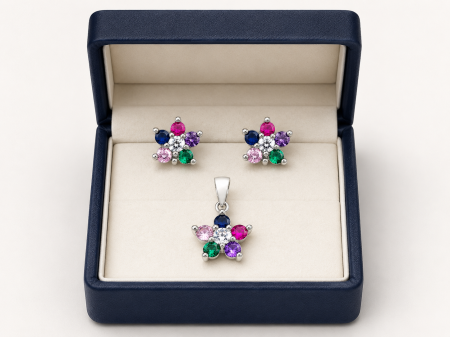 Set Floral Multicolor din Argint 925 – Cercei și Medalion [4]