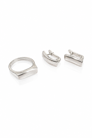 Seturi din argint - Set Modern din Argint 925 cu Sidef Natural – Inel și Cercei