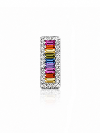 Set Modern Rainbow din Argint 925 – Medalion, Inel și Cercei cu Pietre Multicolore [3]