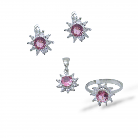 Bijuterii din argint - Set din Argint 925 cu Cristale Zirconia Roz – 8.92 g