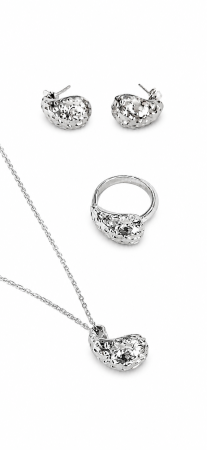 Seturi din argint - Set Statement din Argint 925 – Medalion, Inel și Cercei cu Design Organic