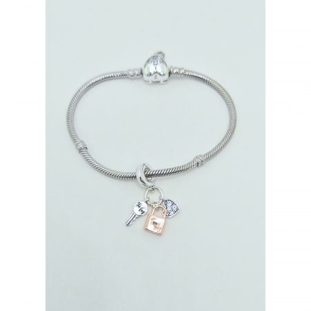 Talisman Inimă, Lacăt și Cheie din Argint 925 cu Cristale Zirconia – 3.99 g [2]