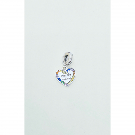 Bratari cu Talismane - Talisman Inimioară Rainbow din Argint 925 cu Cristale Zirconia Colorate – 3.24 g