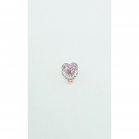 Talisman "Mom" Inimioară cu Piatra Mov din Argint 925 cu Cristale Zirconia – 3.05 g [1]