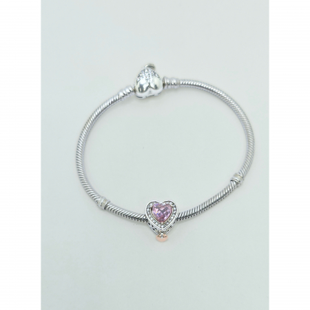 Talisman "Mom" Inimioară cu Piatra Mov din Argint 925 cu Cristale Zirconia – 3.05 g [3]