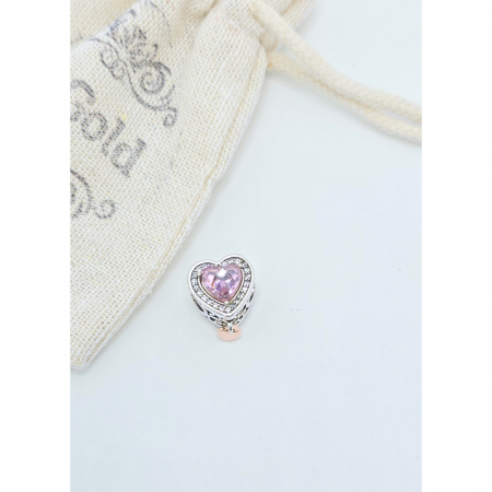 Talisman "Mom" Inimioară cu Piatra Mov din Argint 925 cu Cristale Zirconia – 3.05 g [2]