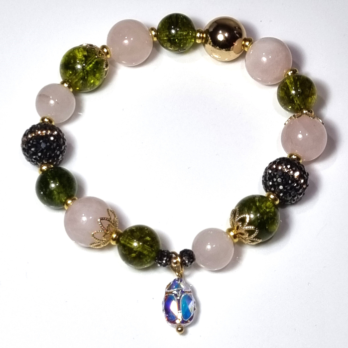 Marysia Lucky Bracelet – Bratara unicat cu cuart roz & ringwoodite | Irina Reisler [2]