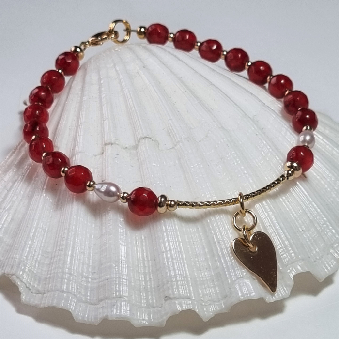 Marysia Red Agate, Pearls and Heart [3]
