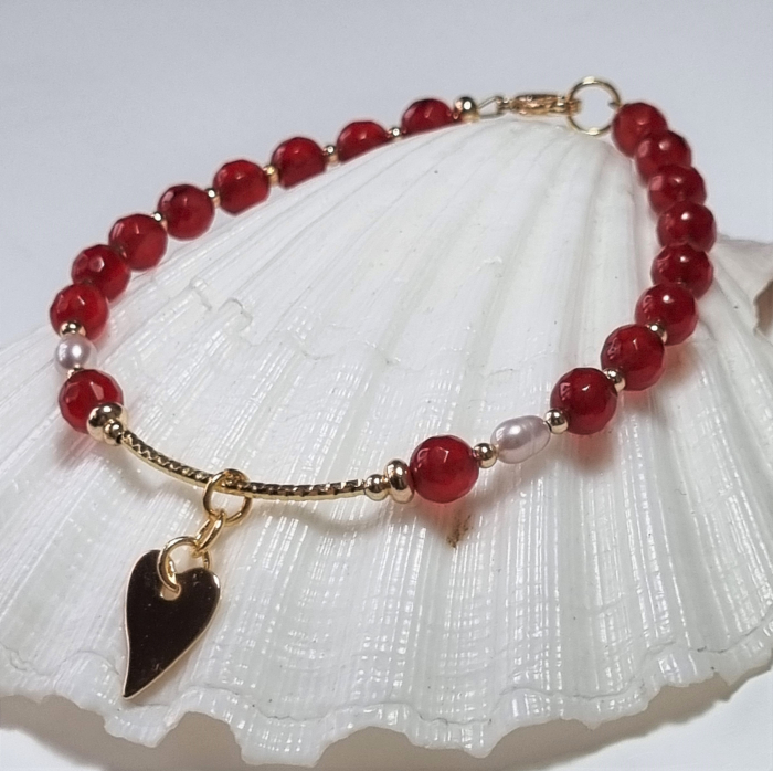 Marysia Red Agate, Pearls and Heart [8]