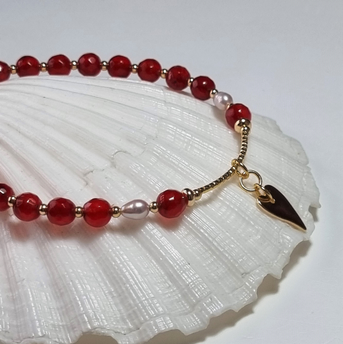 Marysia Red Agate, Pearls and Heart [6]