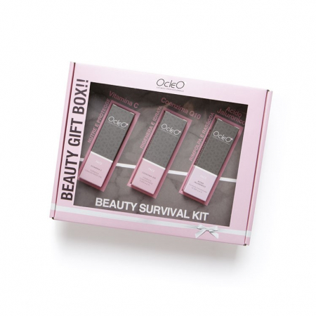 Ocleo - Beauty Box cu 3 seruri concentrate: Acid Hyaluronic, Coenzima Q10 si Vitamina C