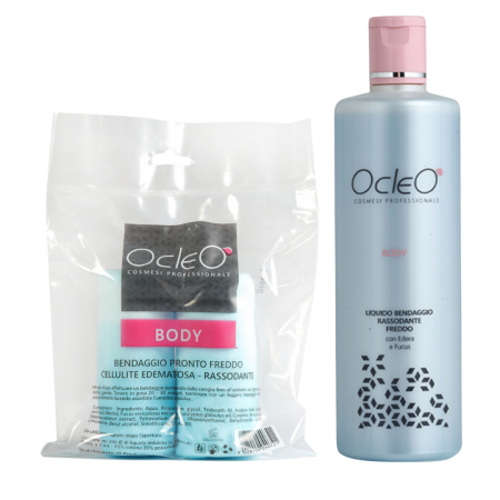 Promotii - Kit Lichid anticelulitic cu efect termic de racire + 2 bandaje impregnate