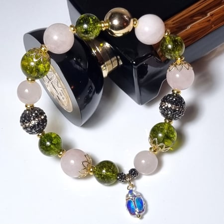 Colectii speciale - Marysia Lucky Bracelet – Bratara unicat cu cuart roz & ringwoodite | Irina Reisler