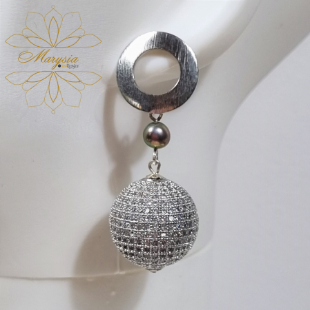 Cercei pietre si perle naturale - Marysia Pearls and Zirconia