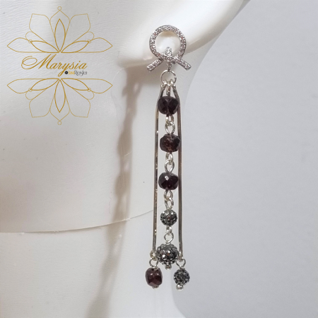 Cercei pietre si perle naturale - Marysia Silver and Garnet