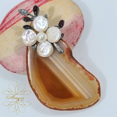 Brose pietre si perle naturale - Marysia Tea Rose
