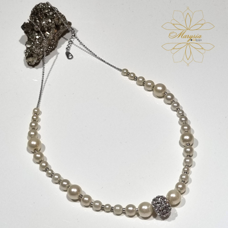 Coliere matase/organza/lant - Marysia White