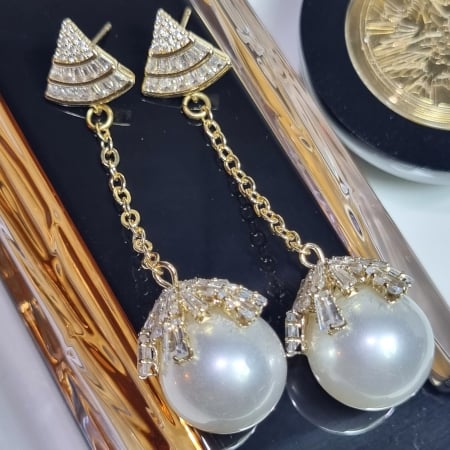 Cercei pietre/perle naturale - Marysia White Pearls