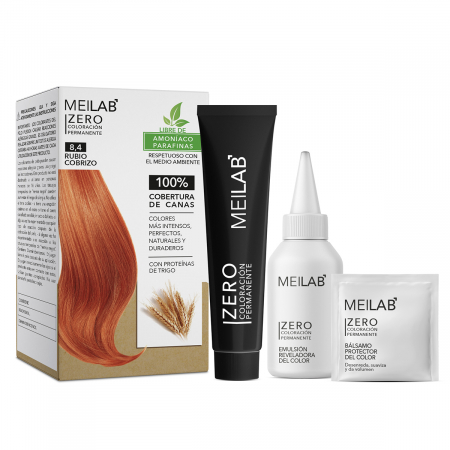Vopsea fără amoniac (kit complet) / Măști colorante pentru acasă - MEILAB ZERO BLOND CUPRU (nr. 8.4)