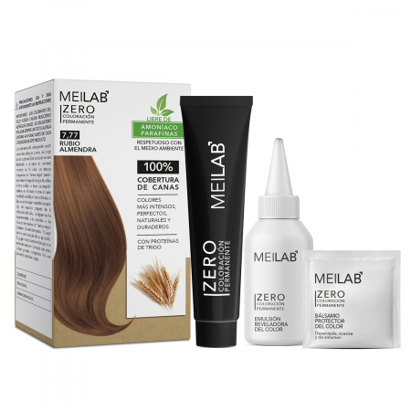 Vopsea fără amoniac (kit complet) / Măști colorante pentru acasă - MEILAB ZERO BLOND MIGDALA (nr. 7.77)