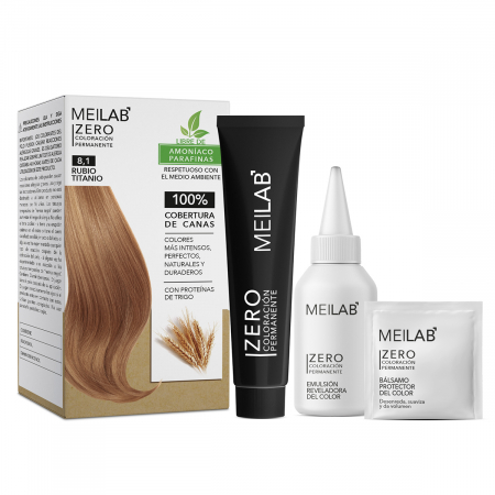 Vopsea fără amoniac (kit complet) / Măști colorante pentru acasă - MEILAB ZERO BLOND TITANIUM (nr. 8.1)