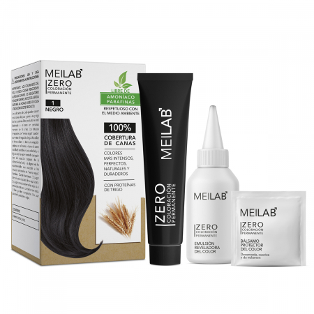 Vopsea fără amoniac (kit complet) / Măști colorante pentru acasă - MEILAB ZERO NEGRU (nr.1)