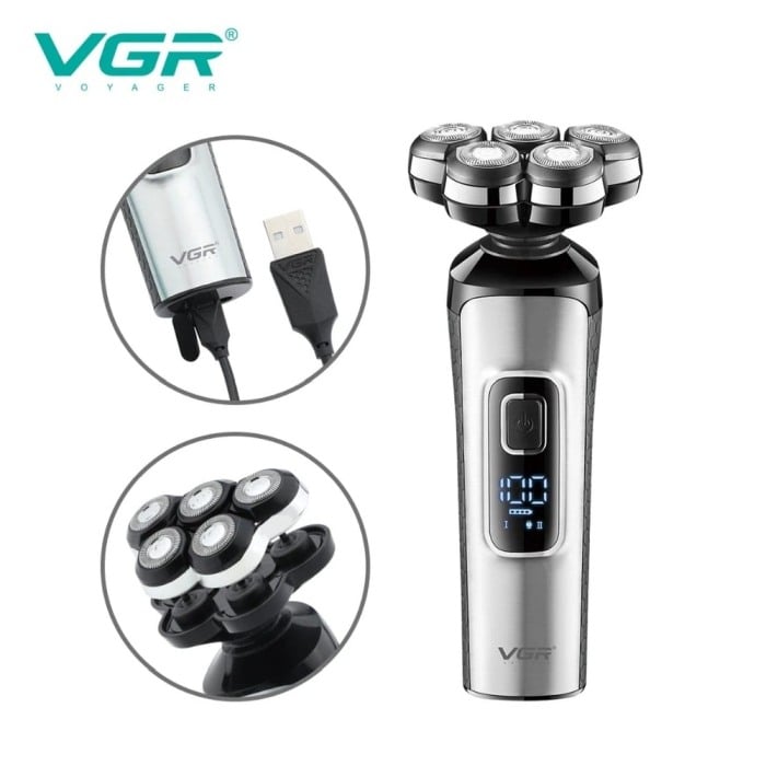 Aparat de barbierit VGR V-385, barbierit umed si uscat, 360°, display LED,lame auto-ascutire 5D, waterproof [2]