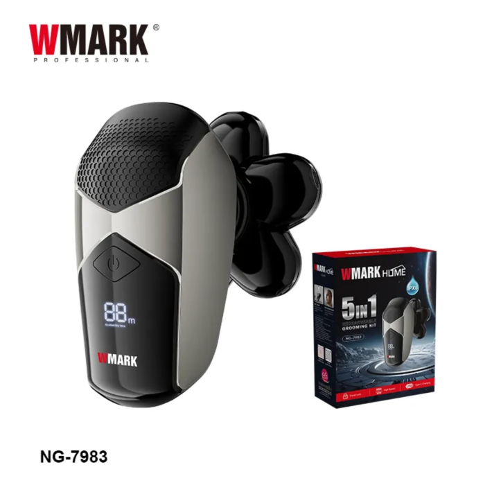 Aparat de ras profesional pentru barbati WMARK NG-7983, 5 în 1, 8000rpm, fără fir, încărcare USB, utilizare umed si uscat, trimmer nas inclus, IPX6 waterproof [9]
