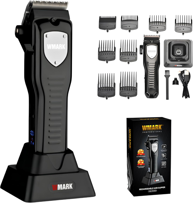 Aparat de tuns profesional WMARK, 8 inaltatoare, afisaj LED, 8 gratare, stand incarcare, type C, negru [4]