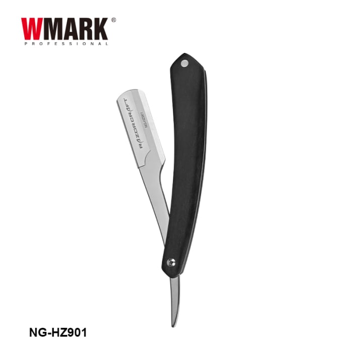 Brici profesional pentru ras otel inoxidabil maner din lemn WMARK NG-HZ901,  cu lama interschimbabila, 10 rezerve [3]
