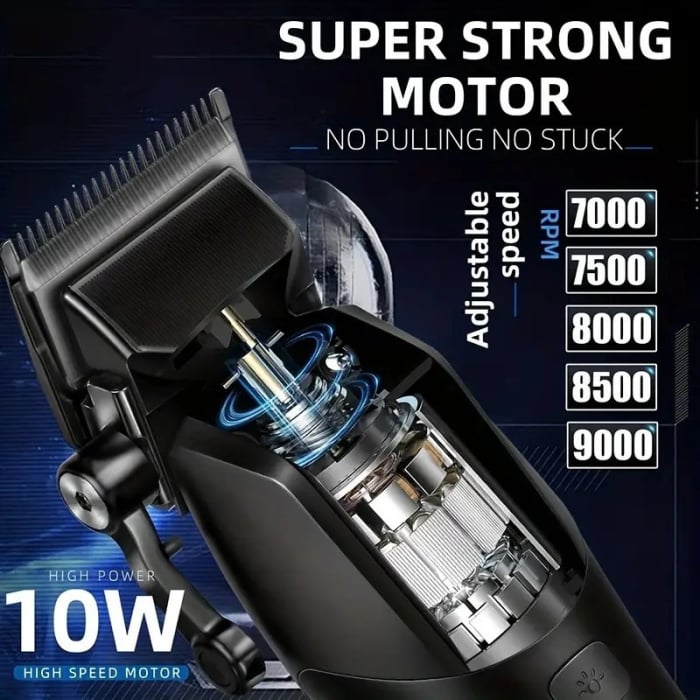 Kemei KM-1858 – Masina de tuns profesionala fara fir, lamă DLC, 10 W, 4600 mAh, 9000 RPM, LCD, autonomie 360 minute [2]