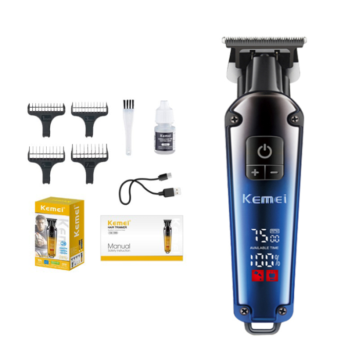 Masina de Contur Profesionala, KEMEI KM-1866, Motor puternic 7500rpm, T-Blade, Display LCD, Type C, 4 Inaltatoare [1]